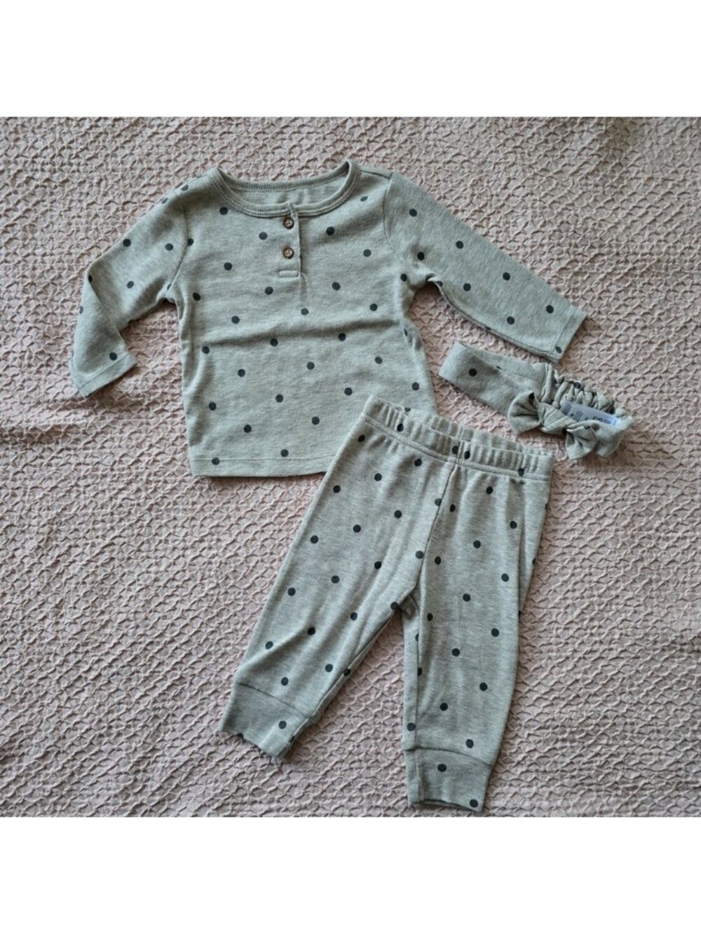 Carter's Just One You Baby Girl Oatmeal Polka Dot Matching set of 3 size 6M